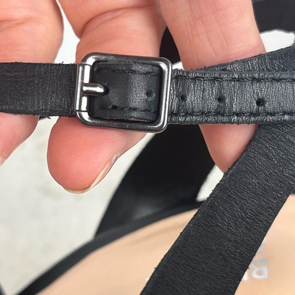 BLEECKER & BOND Sienna Leather Heels Black Size 7.5 Stacked Heel - Picture 16 of 16